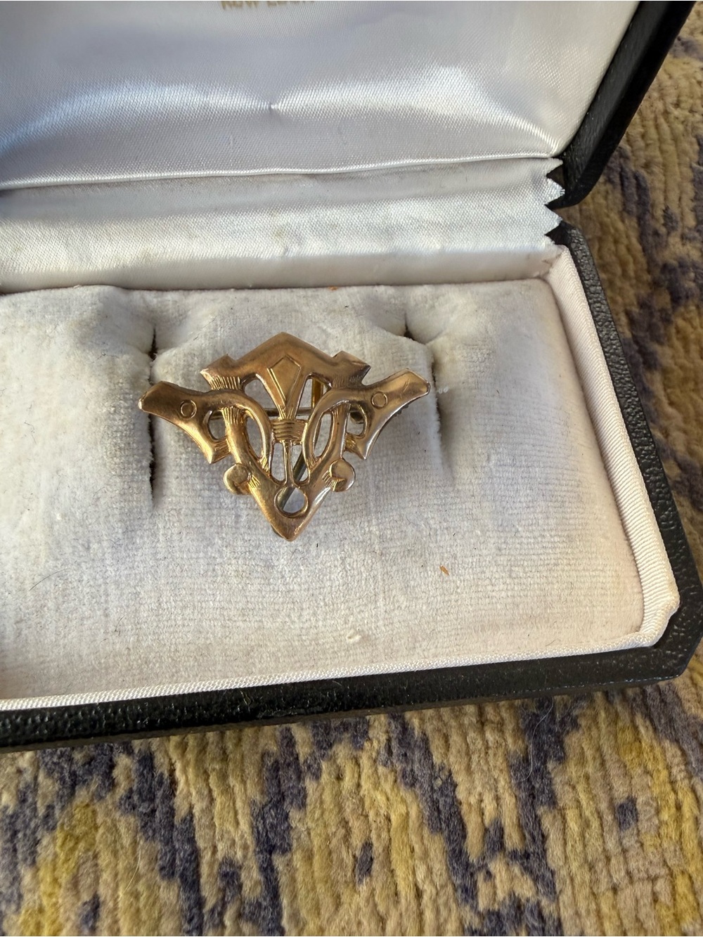 Antique Victorian Gold-Tone Watch Holder Brooch